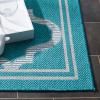SAFAVIEH Washable Rug Outdoor Bermuda Collection – 8′ x 10′, Ivory & Charcoal, Non-Shedding & Easy to Clean, Ideal for Patio, Backyard, Mudroom (BMU810A)(Aqua/Grey)