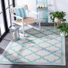 SAFAVIEH Washable Rug Outdoor Bermuda Collection – 8′ x 10′, Ivory & Charcoal, Non-Shedding & Easy to Clean, Ideal for Patio, Backyard, Mudroom (BMU810A)(Beige/Aqua)
