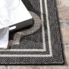 SAFAVIEH Washable Rug Outdoor Bermuda Collection – 8′ x 10′, Ivory & Charcoal, Non-Shedding & Easy to Clean, Ideal for Patio, Backyard, Mudroom (BMU810A)(Charcoal/Ivory)