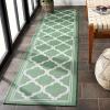 SAFAVIEH Washable Rug Outdoor Bermuda Collection – 8′ x 10′, Ivory & Charcoal, Non-Shedding & Easy to Clean, Ideal for Patio, Backyard, Mudroom (BMU810A)(Green/Ivory)