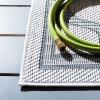 SAFAVIEH Washable Rug Outdoor Bermuda Collection – 8′ x 10′, Ivory & Charcoal, Non-Shedding & Easy to Clean, Ideal for Patio, Backyard, Mudroom (BMU810A)(Ivory/Light Blue)