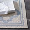 SAFAVIEH Washable Rug Outdoor Bermuda Collection – 8′ x 10′, Ivory & Charcoal, Non-Shedding & Easy to Clean, Ideal for Patio, Backyard, Mudroom (BMU810A)(Ivory/Blue)