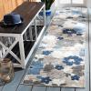 SAFAVIEH Washable Rug Outdoor Cabana Collection – 4’5″ x 6’5″, Ivory & Orange, Non-Shedding & Easy to Clean, Ideal for Patio, Backyard, Mudroom (CBN308A)(Grey/Blue)