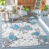 SAFAVIEH Washable Rug Outdoor Cabana Collection – 8′ x 10′, Beige & Blue, Non-Shedding & Easy to Clean, Ideal for Patio, Backyard, Mudroom (CBN674B)(Beige/Blue)