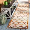SAFAVIEH Washable Rug Outdoor Cabana Collection – 8′ x 10′, Grey & Ivory, Non-Shedding & Easy to Clean, Ideal for Patio, Backyard, Mudroom (CBN333F)(Ivory/Orange)
