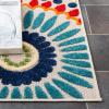 SAFAVIEH Washable Rug Outdoor Cabana Collection – 8′ x 10′, Grey & Ivory, Non-Shedding & Easy to Clean, Ideal for Patio, Backyard, Mudroom (CBN382F)(Blue/Ivory)