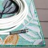 SAFAVIEH Washable Rug Outdoor Cabana Collection – 9′ x 12′, Blue & Grey, Non-Shedding & Easy to Clean, Ideal for Patio, Backyard, Mudroom (CBN405M)(Blue Green/Grey)