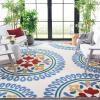 SAFAVIEH Washable Rug Outdoor Cottage Collection – 8′ x 10′, Cream & Sky Blue, Non-Shedding & Easy to Clean, Ideal for Patio, Backyard, Mudroom (COTS445B)