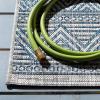 SAFAVIEH Washable Rug Outdoor Courtyard Collection – 5’3″ x 7’7″, Black & Grey, Non-Shedding & Easy Cleaning, Ideal for Patio, Backyard, Mudroom (CY8196-37612)(Grey/Navy)