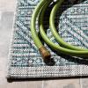 SAFAVIEH Washable Rug Outdoor Courtyard Collection – 5’3″ x 7’7″, Black & Grey, Non-Shedding & Easy Cleaning, Ideal for Patio, Backyard, Mudroom (CY8196-37612)(Grey/Teal)