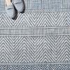 SAFAVIEH Washable Rug Outdoor Courtyard Collection – 5’3″ x 7’7″, Black & Grey, Non-Shedding & Easy Cleaning, Ideal for Patio, Backyard, Mudroom (CY8196-37612)(Ivory/Navy)