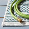 SAFAVIEH Washable Rug Outdoor Courtyard Collection – 5’3″ x 7’7″, Black & Grey, Non-Shedding & Easy Cleaning, Ideal for Patio, Backyard, Mudroom (CY8196-37612)(Ivory/Turquoise)