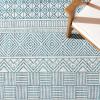 SAFAVIEH Washable Rug Outdoor Courtyard Collection – 5’3″ x 7’7″, Black & Grey, Non-Shedding & Easy Cleaning, Ideal for Patio, Backyard, Mudroom (CY8196-37612)(Ivory/Turquoise)
