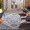 SAFAVIEH Washable Rug Outdoor Courtyard Collection – 8′ x 10′, Beige & Blue, Non-Shedding & Easy Cleaning, Ideal for Patio, Backyard, Mudroom (CYS6000-233)(Beige/Blue)