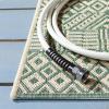 SAFAVIEH Washable Rug Outdoor Courtyard Collection – 8′ x 10′, Beige & Red, Non-Shedding & Easy Cleaning, Ideal for Patio, Backyard, Mudroom, DIning Space (CY6235-23812)(Dark Green/Beige)