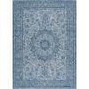 SAFAVIEH Washable Rug Outdoor Courtyard Collection – 8′ x 11′, Navy & Grey, Non-Shedding & Easy to Clean, Ideal for Patio, Backyard, Deck, Outdoor Dining, Poolside (CY8334-35821)(Navy/Grey)