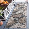 SAFAVIEH Washable Rug Outdoor Sunrise Collection – 8′ x 10′, Ivory & Blue Gold, Non-Shedding & Easy to Clean, Ideal for Patio, Backyard, Mudroom (SUN675A)(Ivory/Grey Black)