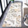 SAFAVIEH Washable Rug Outdoor Sunrise Collection – 8′ x 10′, Ivory & Rust Blue, Non-Shedding & Easy to Clean, Ideal for Patio, Backyard, Mudroom (SUN671C)(Ivory/Grey Gold)