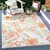 SAFAVIEH Washable Rug Outdoor Sunrise Collection – 8′ x 10′, Ivory & Rust Blue, Non-Shedding & Easy to Clean, Ideal for Patio, Backyard, Mudroom (SUN671C)(Ivory/Rust Sage)