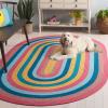 Safavieh Washable Rug Outdoor Braided Collection – 5′ x 8′ Oval, Pink & Blue, Handmade & Reversible, Non-Shedding & Easy to Clean, Ideal for Patio, Backyard, Mudroom (BRD327U)(Pink/Blue)