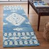 SAFAVIEH Area Rug 8×10 – Aspen Collection – Large – Rust & Ivory, Handmade Wool, Moroccan Boho Tribal Design, Ideal for Living Room, Bedroom, Office, Dining Space (APN550P)(Blue/Ivory)