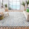 SAFAVIEH Area Rug 8×10 – Kenya Collection – Large – Black & Ivory, Handmade Wool, Moroccan Tassel Design, Ideal for Living Room, Bedroom, Dining Space (KNY331Z)(Aqua/Ivory)