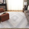 SAFAVIEH Area Rug 8×10 – Kenya Collection – Large – Grey & Ivory, Handmade Wool, Moroccan Boho Tribal Design, Ideal for Living Room, Bedroom, Dining Space (KNY451F)(Grey/Ivory)