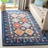 SAFAVIEH Aspen Collection Area Rug – 10′ x 14′, Navy & Orange, Handmade Boho Wool, Ideal for High Traffic Areas in Living Room, Bedroom (APN515N)(Navy/Orange)