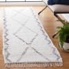 SAFAVIEH Casablanca Collection Accent Rug – 4′ x 6′, Ivory & Grey, Handmade Moroccan Boho Cotton Fringe, Ideal for High Traffic Areas in Entryway, Living Room, Bedroom (CSB464A)(Ivory/Grey)