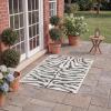 SAFAVIEH Courtyard Collection 8′ x 10′ Grey/Black CY8444 Indoor/ Outdoor Waterproof Easy Cleaning Patio Backyard Mudroom Area Rug(Ivory/Black)
