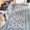 SAFAVIEH Courtyard Collection 8′ x 11′ Grey / Aqua CY8533 Indoor/ Outdoor Waterproof Easy Cleaning Patio Backyard Mudroom Area Rug(Grey/Teal)