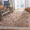 SAFAVIEH Farmhouse Collection 5’1″ x 7’3″ Taupe / Navy FMH852E Boho Moroccan Tribal Tassel Area Rug(Taupe/Navy)