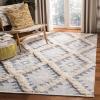 SAFAVIEH Kenya Collection Area Rug – 6′ x 9′, Silver & Ivory, Handmade Moroccan Boho Tribal Wool, Ideal for High Traffic Areas in Living Room, Bedroom (KNY455G)(Silver/Ivory)