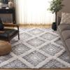 SAFAVIEH Kenya Collection Area Rug – 6′ x 9′, Silver & Ivory, Handmade Moroccan Boho Tribal Wool, Ideal for High Traffic Areas in Living Room, Bedroom (KNY455G)(Black/Ivory)