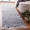 SAFAVIEH Kilim Collection Area Rug – 6′ x 9′, Blue & Ivory, Flat Weave Rustic Boho Tribal Design, Non-Shedding & Easy Care, Ideal for High Traffic Areas in Living Room, Bedroom (KLM763M)(Dark Grey/Ivory)