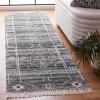 SAFAVIEH Kilim Collection Area Rug – 6′ x 9′, Blue & Ivory, Flat Weave Rustic Boho Tribal Design, Non-Shedding & Easy Care, Ideal for High Traffic Areas in Living Room, Bedroom (KLM763M)(Black/Ivory)