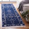 SAFAVIEH Kilim Collection Area Rug – 6′ x 9′, Blue & Ivory, Flat Weave Rustic Boho Tribal Design, Non-Shedding & Easy Care, Ideal for High Traffic Areas in Living Room, Bedroom (KLM763M)(Navy/Ivory)