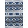 SAFAVIEH Micro-Loop Collection Area Rug – 5′ Square, Navy & Ivory, Handmade Moroccan Tribal Wool, Ideal for High Traffic Areas in Living Room, Bedroom (MLP153N)(Navy/Ivory)