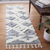 SAFAVIEH Moroccan Tassel Shag Collection Area Rug – 5’3″ x 7’6″, Grey & Ivory, Boho Design, Non-Shedding & Easy Care, 2-inch Thick Ideal for High Traffic Areas in Living Room, Bedroom (MTS661F)(Grey/Ivory)