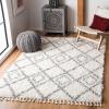 SAFAVIEH Moroccan Tassel Shag Collection Area Rug – 5’3″ x 7’6″, Ivory & Light Grey, Boho, Non-Shedding & Easy Care, 1.5-inch Thick Ideal for High Traffic Areas in Living Room, Bedroom (MTS335B)(Ivory/Light Grey)