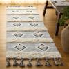 SAFAVIEH Natura Collection Accent Rug – 4′ x 6′, Ivory & Blue, Handmade Moroccan Boho Tassel Wool, Ideal for High Traffic Areas in Entryway, Living Room, Bedroom (NAT678A)(Ivory/Blue)