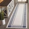 SAFAVIEH Outdoor Area Rug 8×10 – Beach House Collection – Large – Coastal Design, Ivory & Navy, Weather Resistant, Non-Shedding & Easy Cleaning, Ideal for Patio, Backyard, Deck, Dining Space (BHS420N)(Ivory/Navy)