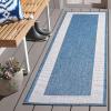 SAFAVIEH Washable Rug Outdoor Beach House Collection – 8′ x 10′, Blue & Ivory, Non-Shedding & Easy to Clean, Ideal for Patio, Backyard, Mudroom (BHS286M)(Blue/Ivory)