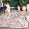 SAFAVIEH Washable Rug Outdoor Beach House Collection – 8′ x 10′, Blue & Ivory, Non-Shedding & Easy to Clean, Ideal for Patio, Backyard, Mudroom (BHS294M)(Brown/Ivory)