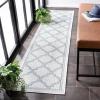 SAFAVIEH Washable Rug Outdoor Bermuda Collection – 8′ x 10′, Ivory & Charcoal, Non-Shedding & Easy to Clean, Ideal for Patio, Backyard, Mudroom (BMU810A)(Ivory/Light Blue)