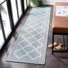 SAFAVIEH Washable Rug Outdoor Bermuda Collection – 8′ x 10′, Ivory & Charcoal, Non-Shedding & Easy to Clean, Ideal for Patio, Backyard, Mudroom (BMU810A)(Light Blue / Ivory)
