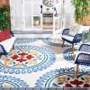 SAFAVIEH Washable Rug Outdoor Cottage Collection – 8′ x 10′, Cream & Sky Blue, Non-Shedding & Easy to Clean, Ideal for Patio, Backyard, Mudroom (COTS445B)