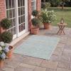 SAFAVIEH Washable Rug Outdoor Courtyard Collection – 5’3″ x 7’7″, Black & Grey, Non-Shedding & Easy Cleaning, Ideal for Patio, Backyard, Mudroom (CY8196-37612)(Light Grey/Aqua)