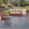 SAFAVIEH Washable Rug Outdoor Courtyard Collection – 8′ x 10′, Navy & Grey, Non-Shedding & Easy Cleaning, Ideal for Patio, Backyard, Mudroom (CYS8671-368)