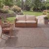 SAFAVIEH Washable Rug Outdoor Courtyard Collection – 8′ x 10′ Scallop, Natural & Black, Non-Shedding & Easy Cleaning, Ideal for Patio, Backyard, Mudroom (CY8521-37312)